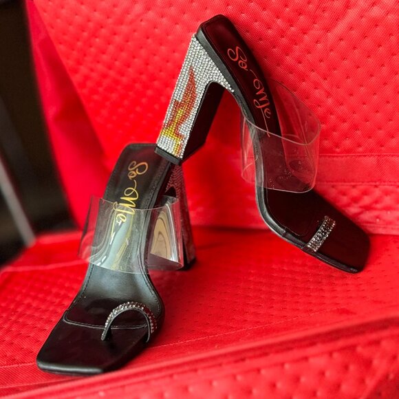 Dollz Kill Pound The Alarm Lucite Rhinestone Flame Heel (US9) - Picture 9 of 9